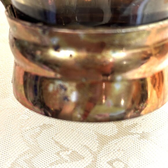 VTG Tia Maria Aperitif Smoked Glass Copper Color Metal Base w/ Handle Set of 4 - Picture 11 of 15